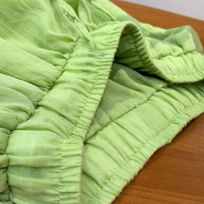 Spodnie lniane z kieszeniami i ściągaczem Buddha Stones Summer Plain Color - image 23