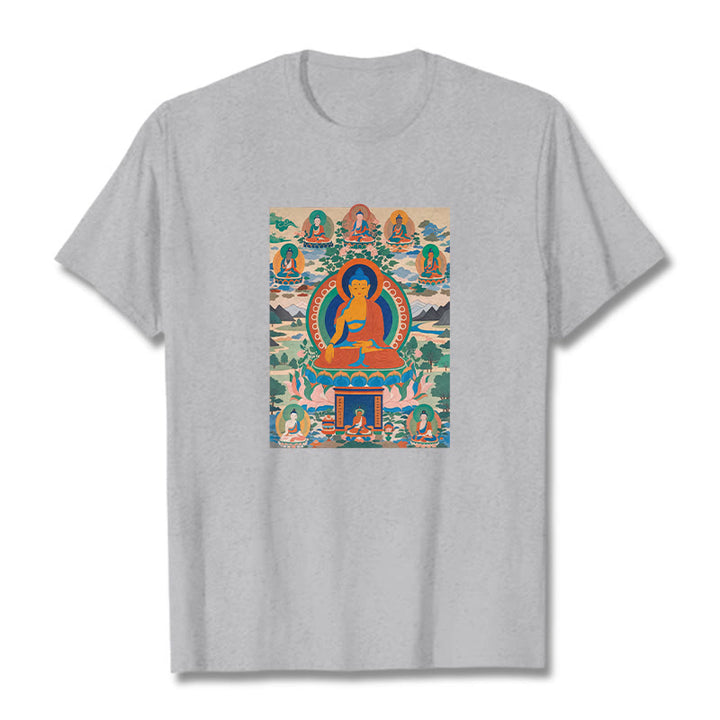 Buddha Stones Sutra Buddy Medycyny Przekształcona w Sztukę Koszulka T-shirt - Jasnoszary - 2XL - image 19
