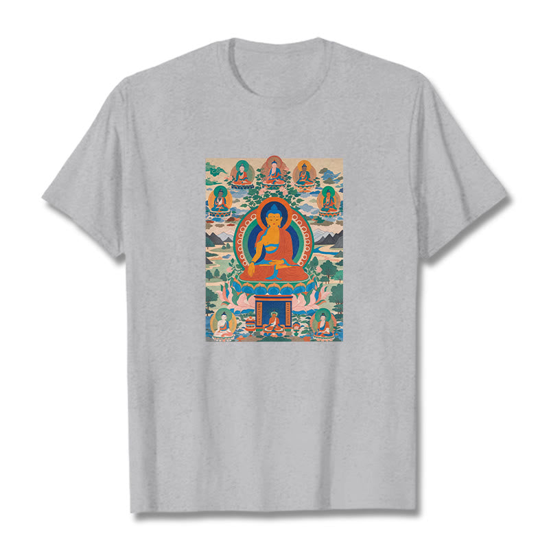 Buddha Stones Sutra Buddy Medycyny Przekształcona w Sztukę Koszulka T-shirt - Jasnoszary - 2XL - image 18