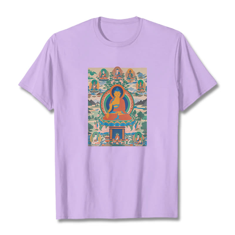 Buddha Stones Sutra Buddy Medycyny Przekształcona w Sztukę Koszulka T-shirt - Śliwka - 2XL - image 16