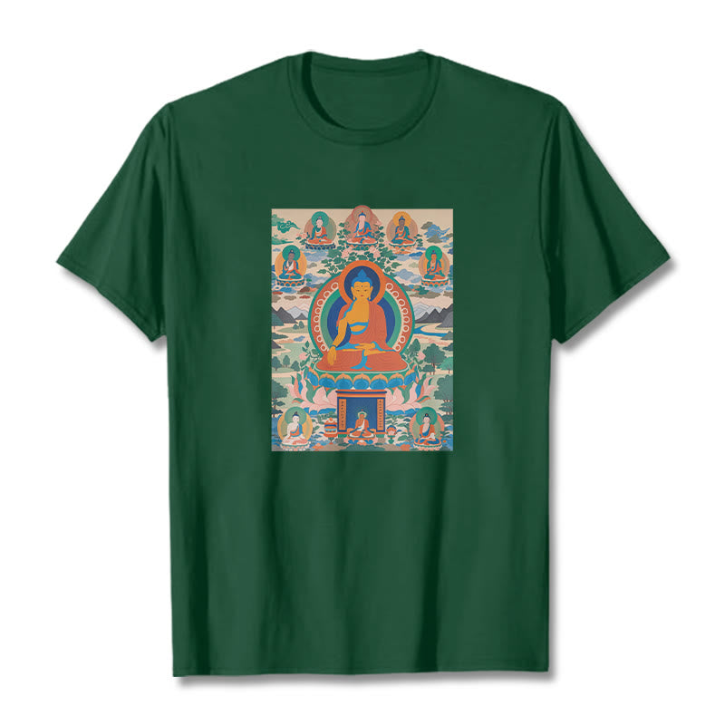 Buddha Stones Sutra Buddy Medycyny Przekształcona w Sztukę Koszulka T-shirt - Leśna zieleń - 2XL - image 3