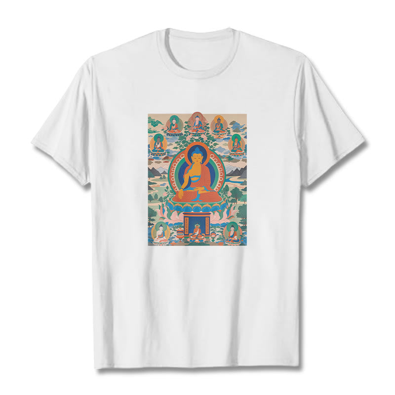Buddha Stones Sutra Buddy Medycyny Przekształcona w Sztukę Koszulka T-shirt - Biały - 2XL - image 0