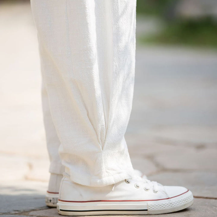 Buddha Stones Casualowe Spodnie Jogi Z Lnianej Bawełny Ramie Z Kieszeniami - image 13