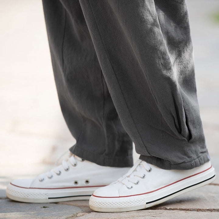 Buddha Stones Casualowe Spodnie Jogi Z Lnianej Bawełny Ramie Z Kieszeniami - image 31