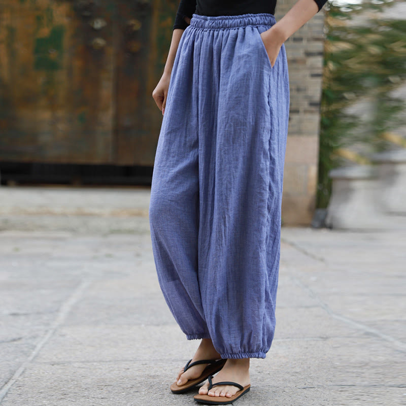 Buddha Stones Casual Letnie Damskie Bawełniane Spodnie Z Kieszeniami - image 28