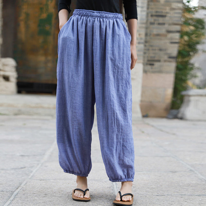 Buddha Stones Casual Letnie Damskie Bawełniane Spodnie Z Kieszeniami