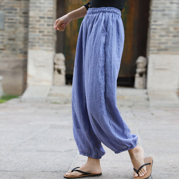 Buddha Stones Casual Letnie Damskie Bawełniane Spodnie Z Kieszeniami