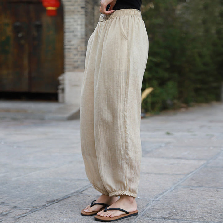 Buddha Stones Casual Letnie Damskie Bawełniane Spodnie Z Kieszeniami - image 45