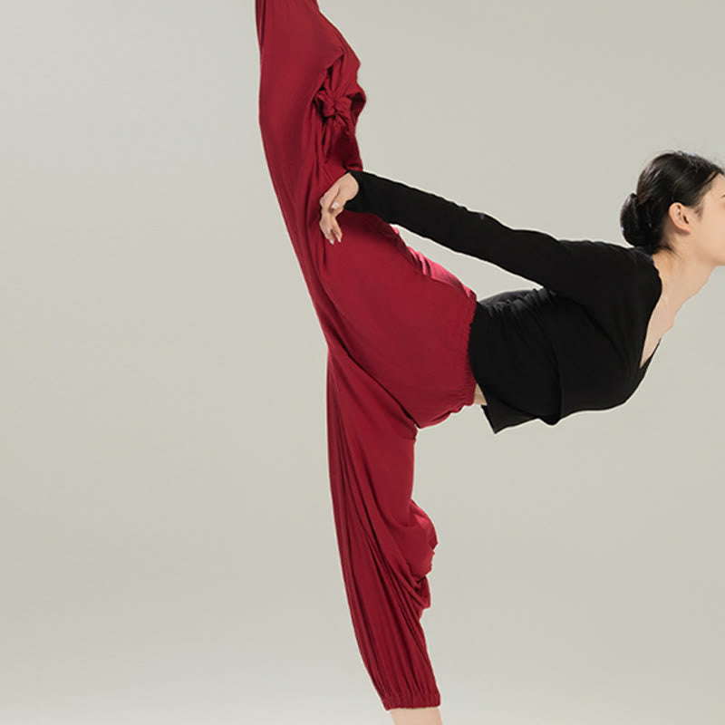 Buddha Stones Jednokolorowe Spodnie Modalne Do Tańca Joga Oddychające - image 13