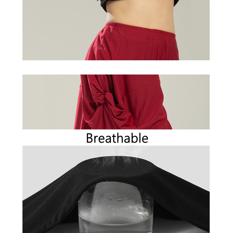 Buddha Stones Jednokolorowe Spodnie Modalne Do Tańca Joga Oddychające - image 6