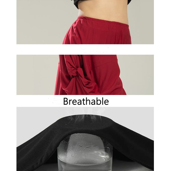 Buddha Stones Jednokolorowe Spodnie Modalne Do Tańca Joga Oddychające - image 6