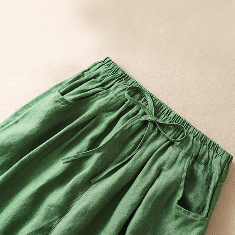 Spodnie haremowe damskie z bawełny ze ściągaczem i kieszeniami Buddha Stones Summer - image 11