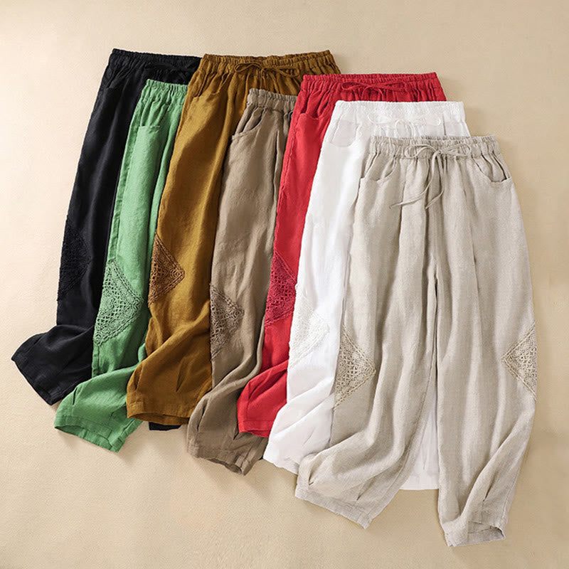 Spodnie haremowe damskie z bawełny ze ściągaczem i kieszeniami Buddha Stones Summer - image 1
