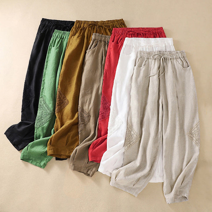 Spodnie haremowe damskie z bawełny ze ściągaczem i kieszeniami Buddha Stones Summer - image 1