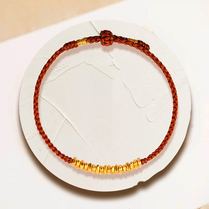 Buddha Stones 999 Złote Małe Złote Kawałki Projekt Ręcznie Wykonana Ochrona Bransoletka Z Plecionej Linii - image 2