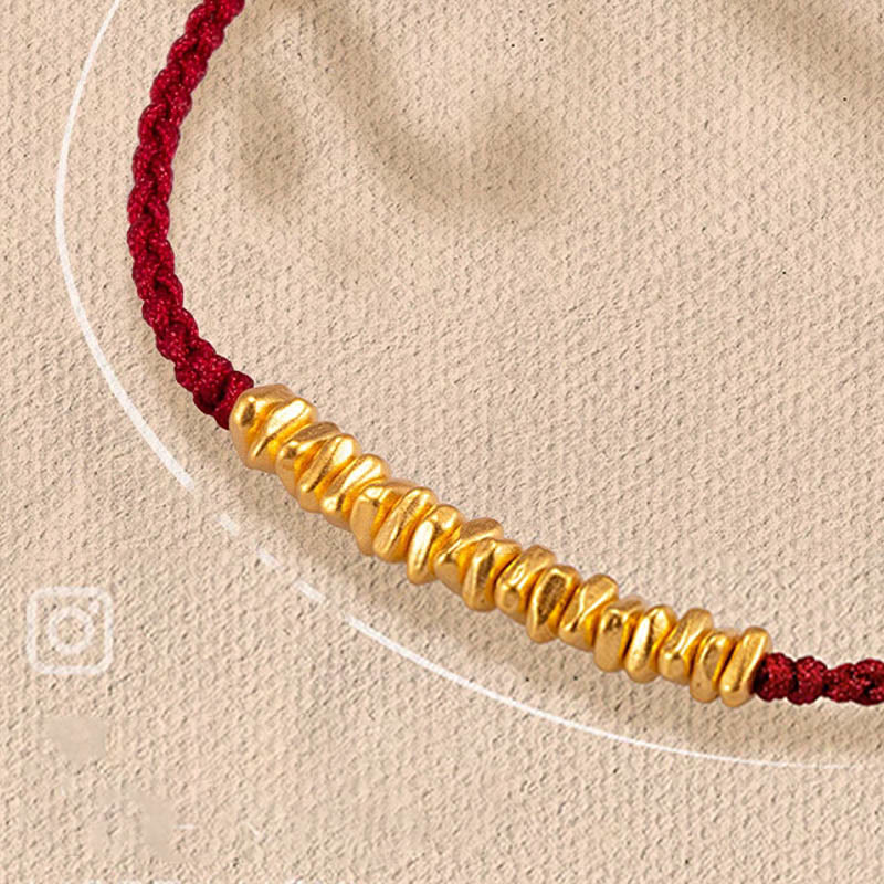 Buddha Stones 999 Złote Małe Złote Kawałki Projekt Ręcznie Wykonana Ochrona Bransoletka Z Plecionej Linii