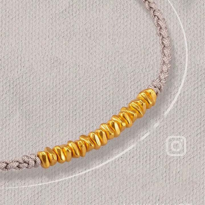 Buddha Stones 999 Złote Małe Złote Kawałki Projekt Ręcznie Wykonana Ochrona Bransoletka Z Plecionej Linii