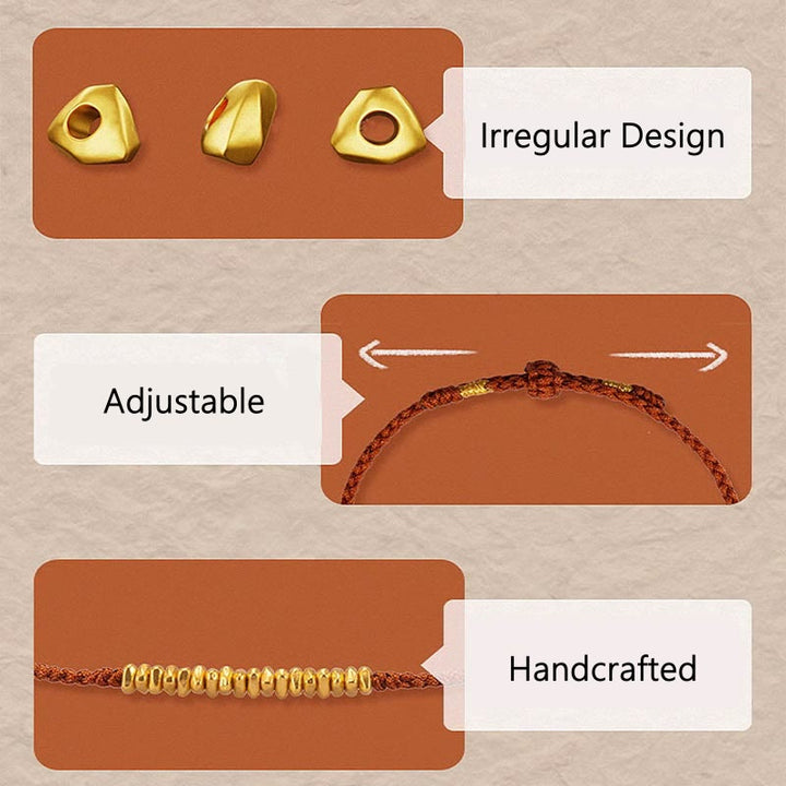 Buddha Stones 999 Złote Małe Złote Kawałki Projekt Ręcznie Wykonana Ochrona Bransoletka Z Plecionej Linii - image 4