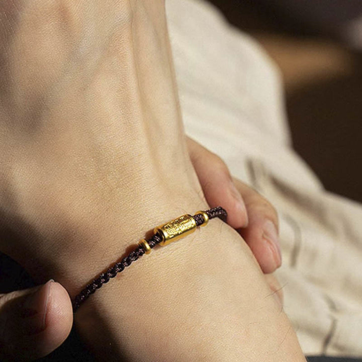 Buddha Stones 999 Złoty Amulet Szczęścia Rzeźbiony Wzór Ręcznie Robiony Siła Pleciona Bransoletka Z Linii - image 13