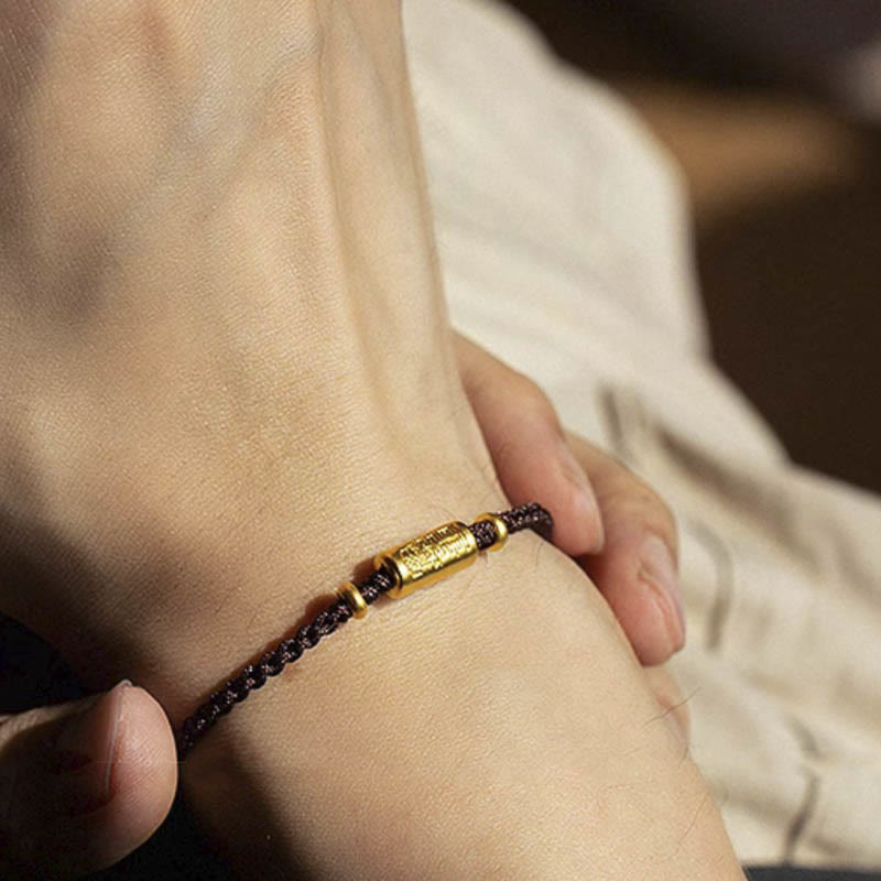 Buddha Stones 999 Złoty Amulet Szczęścia Rzeźbiony Wzór Ręcznie Robiony Siła Pleciona Bransoletka Z Linii - image 13