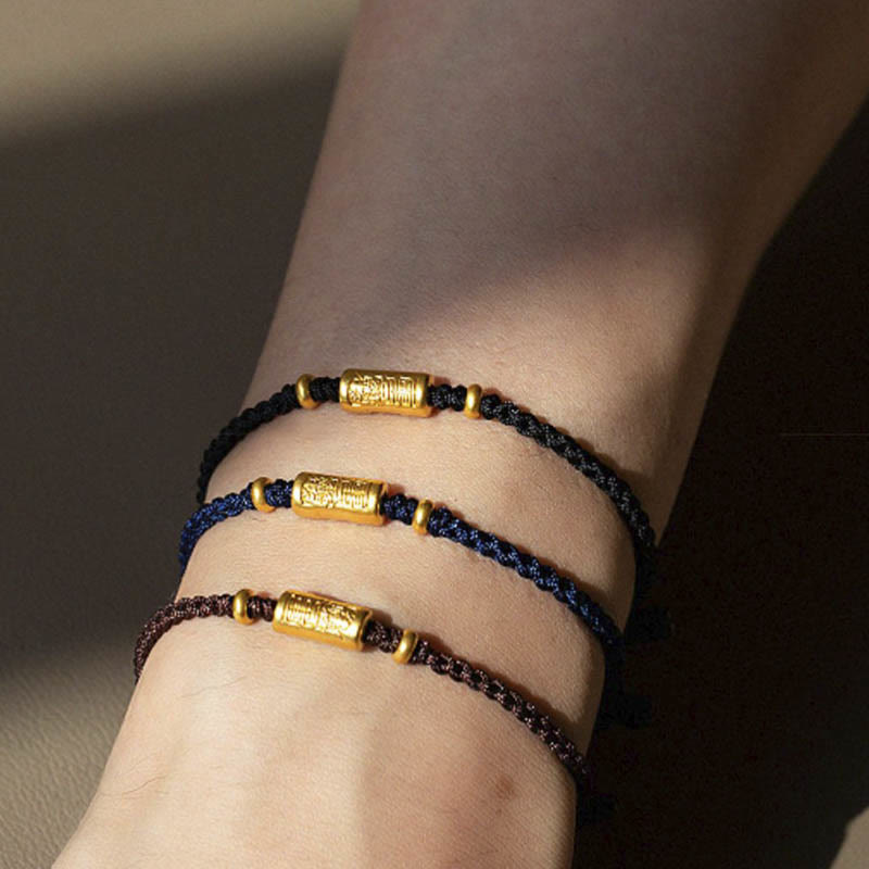 Buddha Stones 999 Złoty Amulet Szczęścia Rzeźbiony Wzór Ręcznie Robiony Siła Pleciona Bransoletka Z Linii - image 15