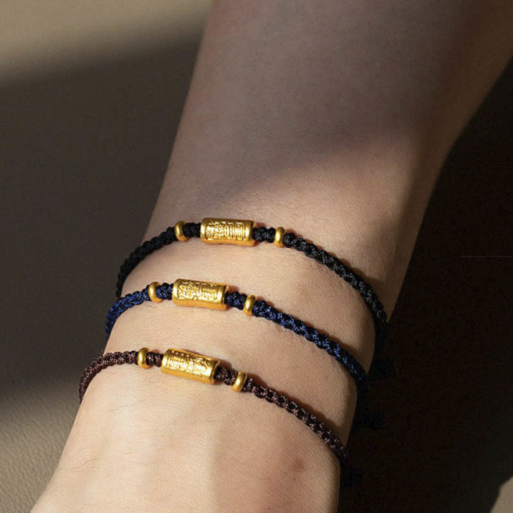 Buddha Stones 999 Złoty Amulet Szczęścia Rzeźbiony Wzór Ręcznie Robiony Siła Pleciona Bransoletka Z Linii - image 15