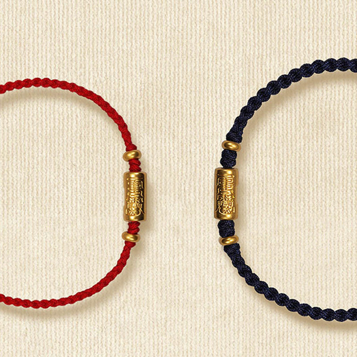 Buddha Stones 999 Złoty Amulet Szczęścia Rzeźbiony Wzór Ręcznie Robiony Siła Pleciona Bransoletka Z Linii - image 19