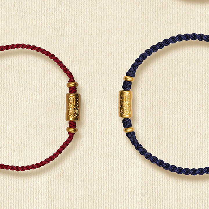 Buddha Stones 999 Złoty Amulet Szczęścia Rzeźbiony Wzór Ręcznie Robiony Siła Pleciona Bransoletka Z Linii - image 16