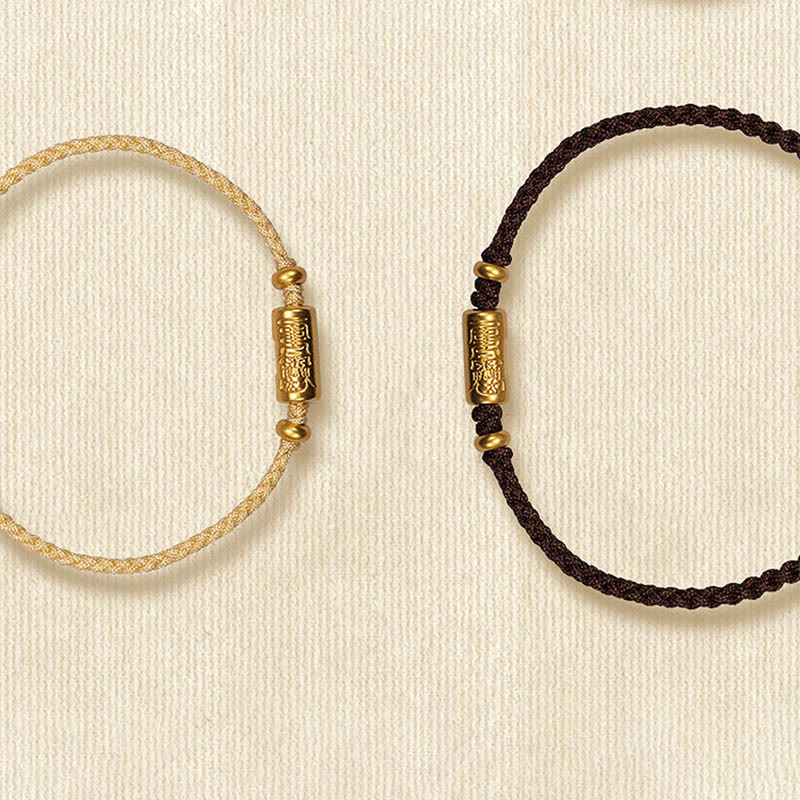 Buddha Stones 999 Złoty Amulet Szczęścia Rzeźbiony Wzór Ręcznie Robiony Siła Pleciona Bransoletka Z Linii - image 18