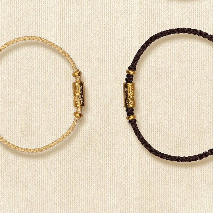 Buddha Stones 999 Złoty Amulet Szczęścia Rzeźbiony Wzór Ręcznie Robiony Siła Pleciona Bransoletka Z Linii - image 18