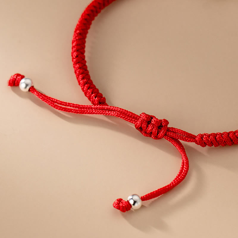 Buddha Stones Ręcznie robione 925 Srebro Sterling Fu Charakter Pomyślne Chmury Błogosławieństwo Bransoletka z Plecionej Linii - image 10