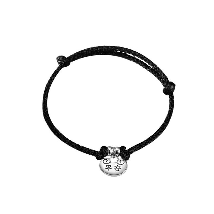 Buddha Stones Ręcznie robione 925 Srebro Sterlingowe Pokój I Radość Bezpieczne Well Wish Lock Siła Bransoletka z plecionej liny
