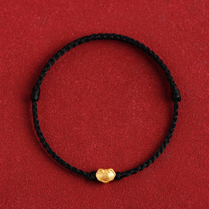 Buddha Stones 999 Złoty Chiński Zamek Urok Fu Ochrona Znaków Ręcznie Robiona Bransoletka Lina - Czarny - Wersja dla niemowląt, odpowiednia dla dzieci w wieku 0-4 lat (obwód nadgarstka 12-18 cm) - image 17
