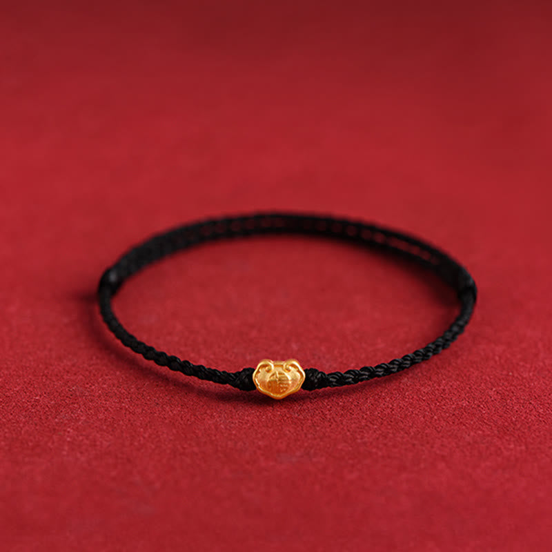 Buddha Stones 999 Złoty Chiński Zamek Urok Fu Ochrona Znaków Ręcznie Robiona Bransoletka Lina - image 19