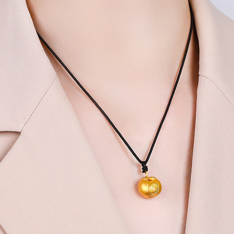 Buddha Stones 999 Złoty Fu Charakter Życzenie Blokada Wzór Szczęścia Naszyjnik Wisiorek Lina - image 9