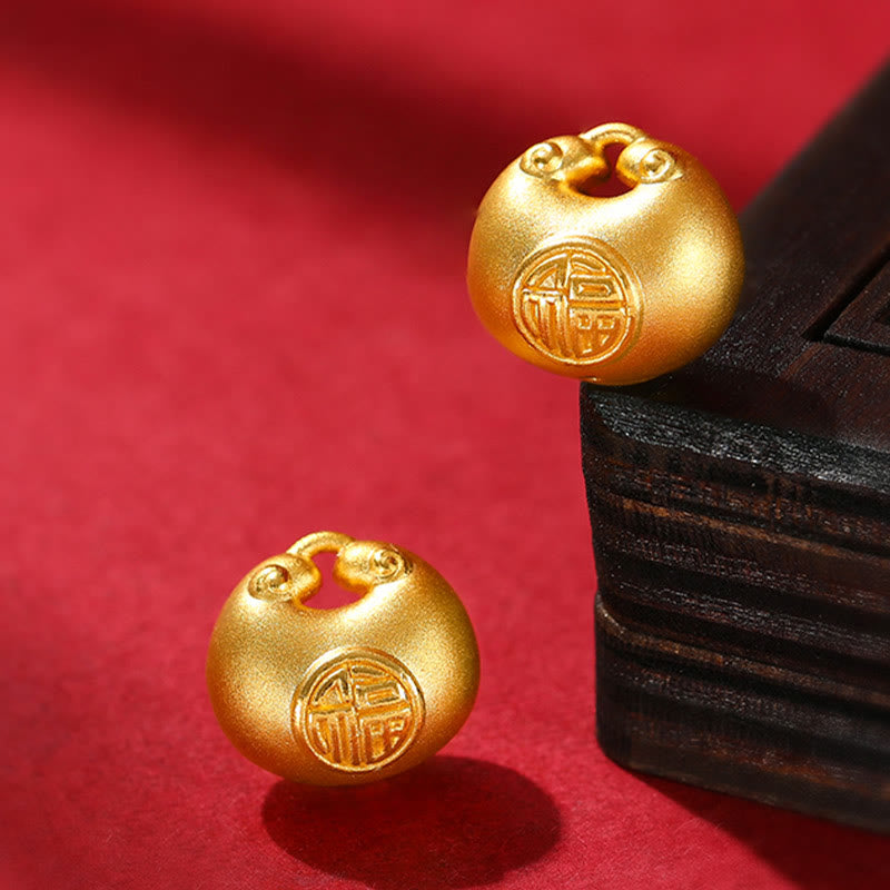 Buddha Stones 999 Złoty Fu Charakter Życzenie Blokada Wzór Szczęścia Naszyjnik Wisiorek Lina