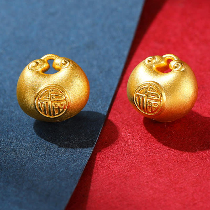 Buddha Stones 999 Złoty Fu Charakter Życzenie Blokada Wzór Szczęścia Naszyjnik Wisiorek Lina