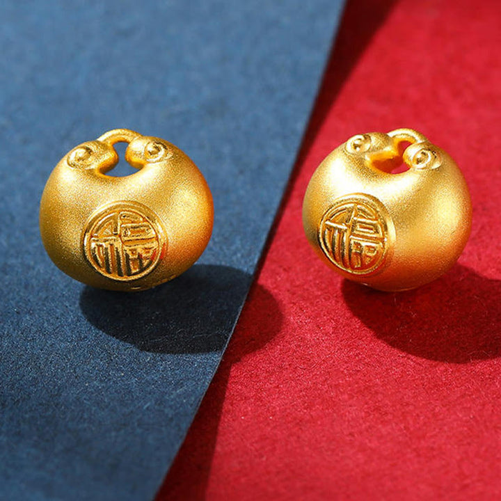 Buddha Stones 999 Złoty Fu Charakter Życzenie Blokada Wzór Szczęścia Naszyjnik Wisiorek Lina