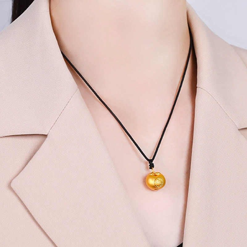 Buddha Stones 999 Złoty Fu Charakter Życzenie Blokada Wzór Szczęścia Naszyjnik Wisiorek Lina - image 12