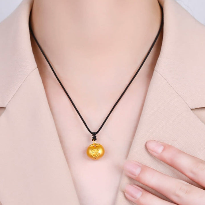 Buddha Stones 999 Złoty Fu Charakter Życzenie Blokada Wzór Szczęścia Naszyjnik Wisiorek Lina - image 13