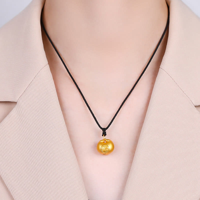 Buddha Stones 999 Złoty Fu Charakter Życzenie Blokada Wzór Szczęścia Naszyjnik Wisiorek Lina - image 10