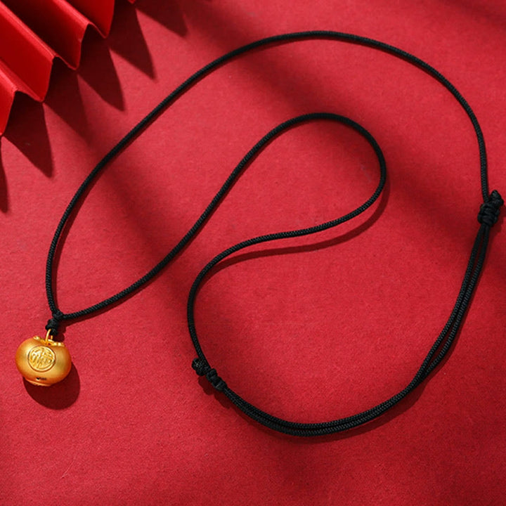 Buddha Stones 999 Złoty Fu Charakter Życzenie Blokada Wzór Szczęścia Naszyjnik Wisiorek Lina - image 7