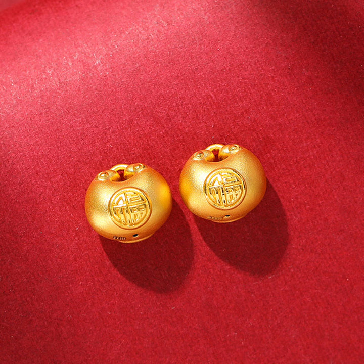 Buddha Stones 999 Złoty Fu Charakter Życzenie Blokada Wzór Szczęścia Naszyjnik Wisiorek Lina - image 14