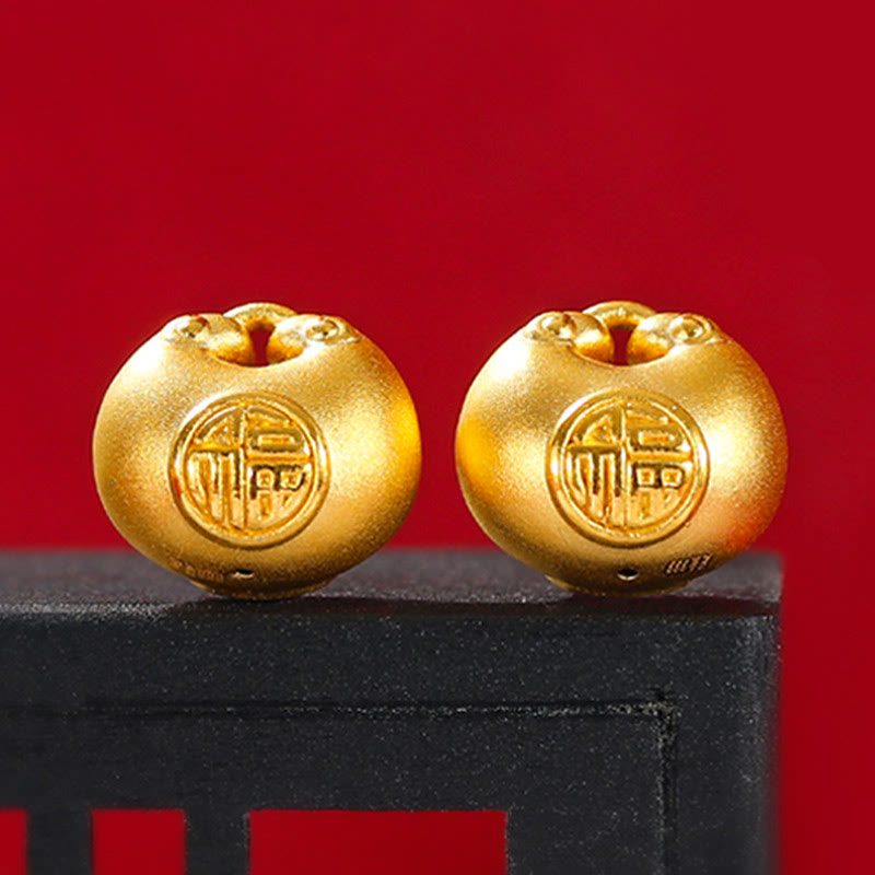 Buddha Stones 999 Złoty Fu Charakter Życzenie Blokada Wzór Szczęścia Naszyjnik Wisiorek Lina
