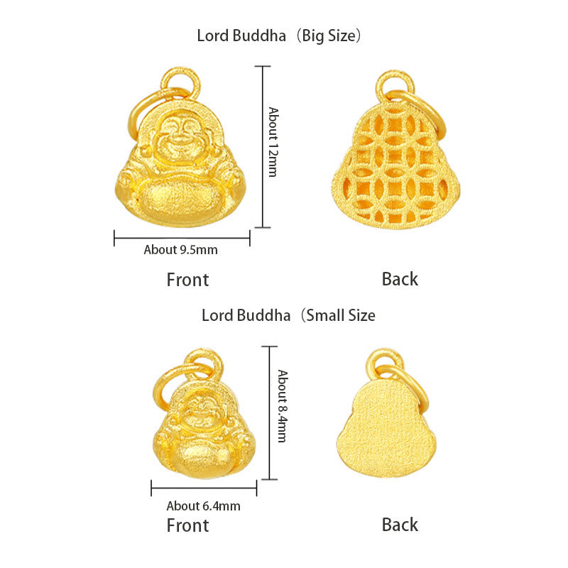 Buddha Stones 999 Złoty Mini Śmiejący się Budda Szczęście Bogactwo Naszyjnik Wisiorek