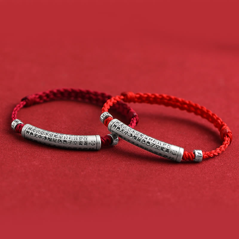 Buddha Stones ręcznie robione 999 srebro próby 925 Om Mani Padme Hum Sutra Serca Rzeźbiona Szczęście Bransoletka na kostkę - image 18