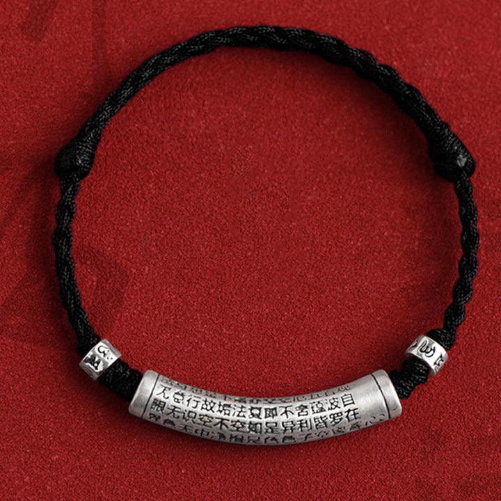 Buddha Stones ręcznie robione 999 srebro próby 925 Om Mani Padme Hum Sutra Serca Rzeźbiona Szczęście Bransoletka na kostkę