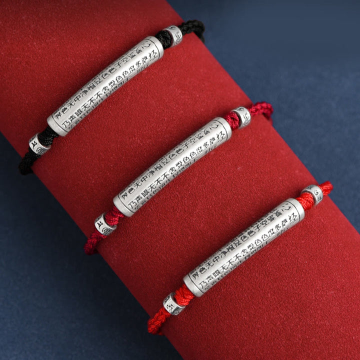 Buddha Stones ręcznie robione 999 srebro próby 925 Om Mani Padme Hum Sutra Serca Rzeźbiona Szczęście Bransoletka na kostkę - image 22