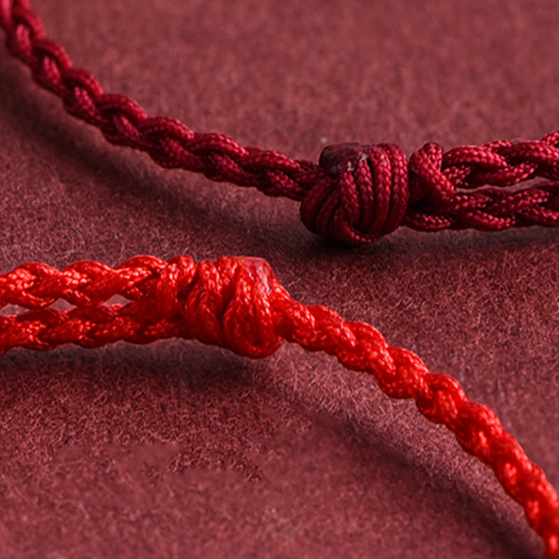 Buddha Stones 999 Złota Mała Klamra Pokoju Projekt Ręcznie Robiona Bransoletka Szczęścia Pleciona Lina Anklet - image 17