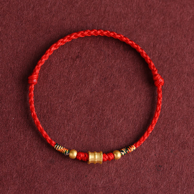 Buddha Stones 999 Złote Małe Wiadro Kształt Projekt Ręcznie Robiony Szczęście Pleciona Lina Bransoletka Na Kostkę - Bransoletka na kostkę (obwód 18-30 cm) - Czerwony - image 12